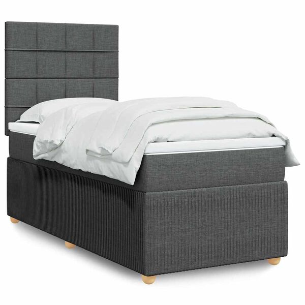 vidaXL Boxspring posteľ s matracom tmavosiv&aacute; 100x200 cm l&aacute;tka