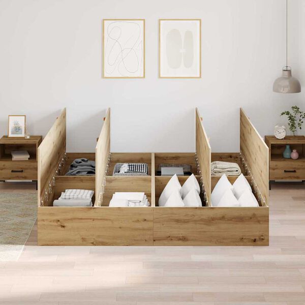 vidaXL R&aacute;m postele s &uacute;ložn&yacute;m prostorem Remeseln&yacute; dub 200 x 200 cm