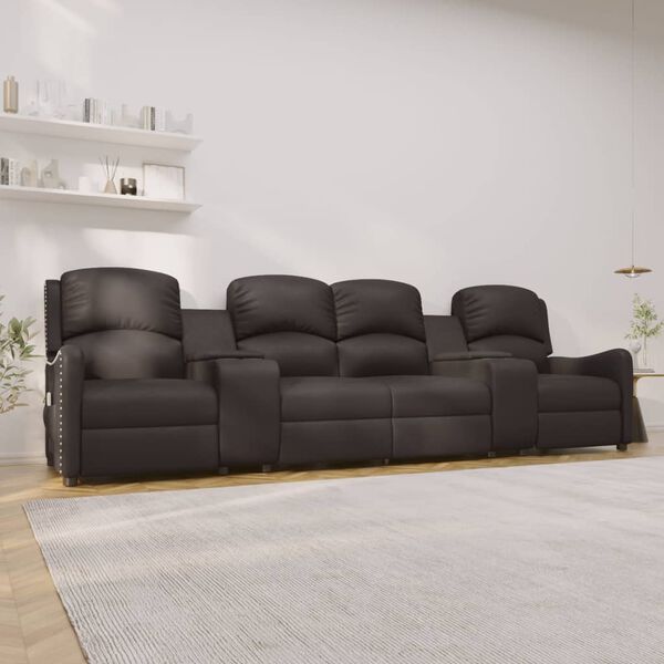 vidaXL 4-miestne sklápacie masážne kreslo+držiaky na poháre, čierne