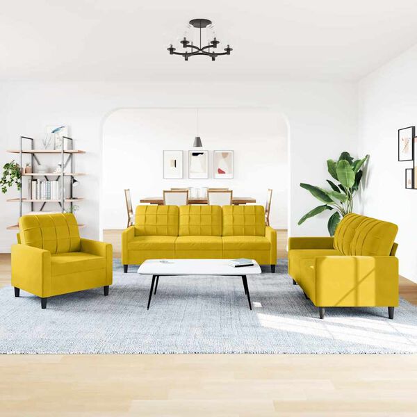 vidaXL 3-dielna sedacia súprava s vankúšmi žltá látka
