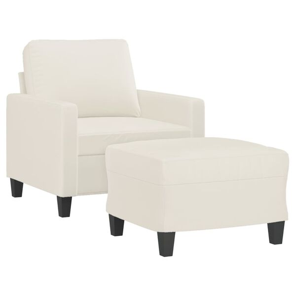 VidaXL Kreslo s podnožkou krémové 60 cm umelá koža