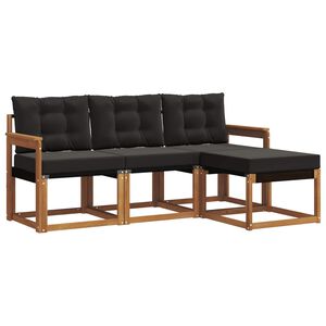 vidaXL Z&aacute;hradn&aacute; s&uacute;prava gaučov s vank&uacute;&scaron;om 4 pcs Pr&iacute;rodn&aacute; a čierna