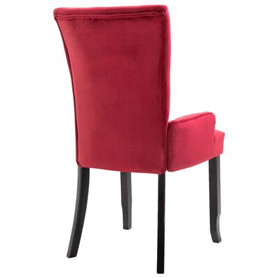 vidaXL Jedálenské stoličky s opierkami 6 ks červené zamatové