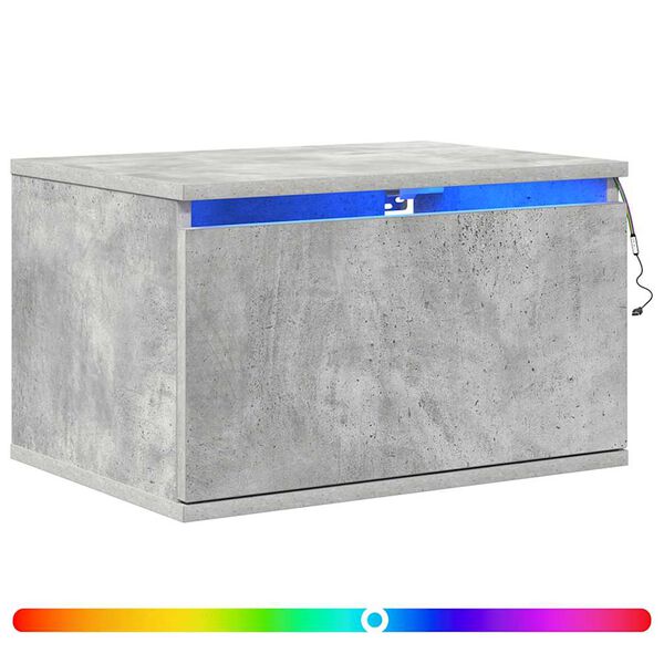 vidaXL N&aacute;stenn&eacute; nočn&eacute; skrinky s LED osvetlen&iacute;m 2 ks bet&oacute;novo siv&eacute;