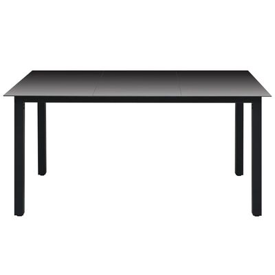 vidaXL Záhradný stôl, čierny 150x90x74 cm, hliník a sklo