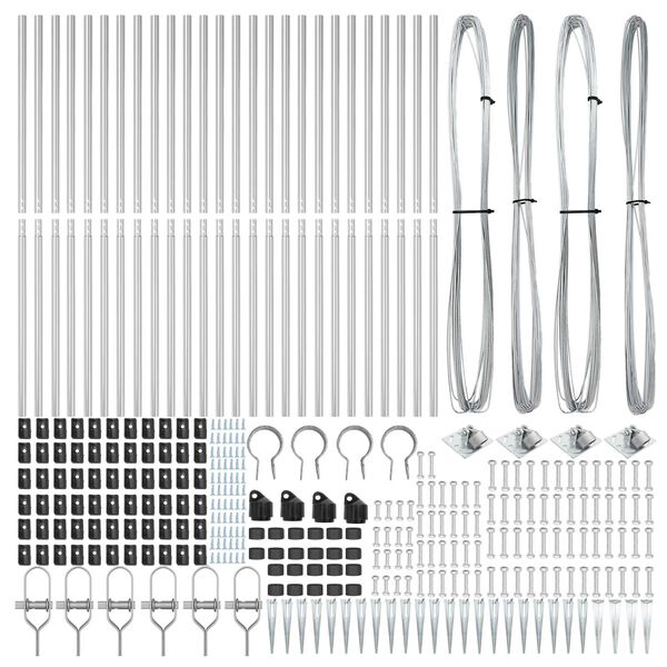 vidaXL Stĺp na plot. Iný 26 pcs Sivá 3,2 x 3,2 x 140 cm Oceľ