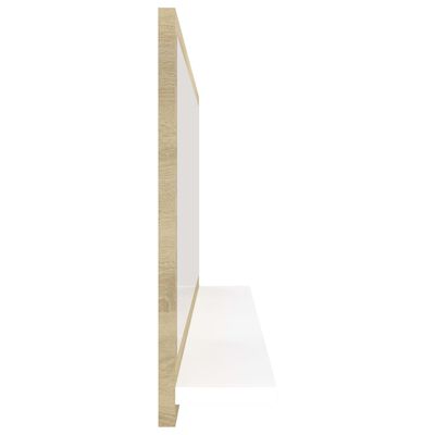 vidaXL Kúpeľňové zrkadlo, biela+sonoma 90x10,5x37 cm, kompozitné drevo