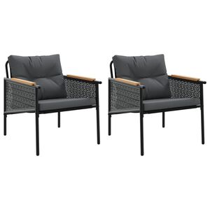 vidaXL Z&aacute;hradn&eacute; stoličky s vank&uacute;&scaron;mi 2 ks čierne oceľ