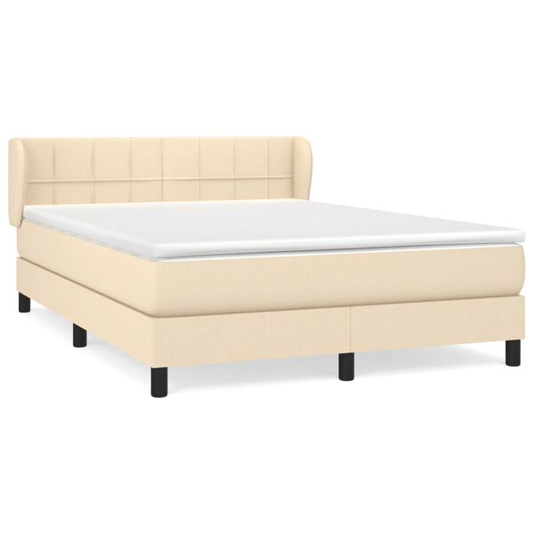 vidaXL Posteľn&yacute; r&aacute;m boxspring s matracom kr&eacute;mov&yacute; 140x200 cm l&aacute;tka