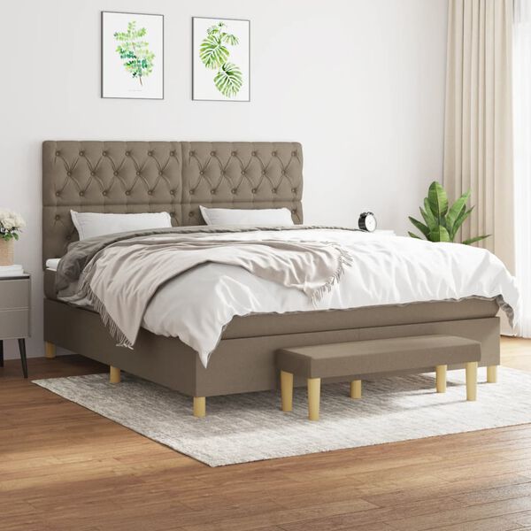 vidaXL Posteľn&yacute; r&aacute;m boxspring s matracom sivohned 160x200 cm l&aacute;tka