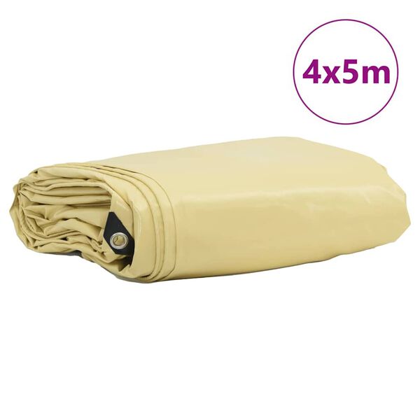 vidaXL Tarpaulin 650g / m&sup2; B&eacute;žov&aacute; 4 x 5 m Pl&aacute;tno s PVC povrchom