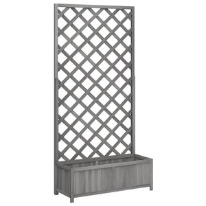 vidaXL Kvetin&aacute;č s mriežkou siv&yacute; 90x35x180 cm mas&iacute;vne jedľov&eacute; drevo