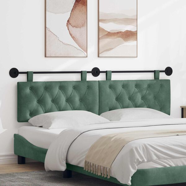 vidaXL Z&aacute;vesn&aacute; Čel&aacute; N&aacute;stenn&yacute; Morsk&aacute; zelen&aacute; 170 x 55 x 7 cm Zamat