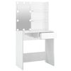 vidaXL Toaletný stolík s LED lesklý biely 74,5x40x141 cm
