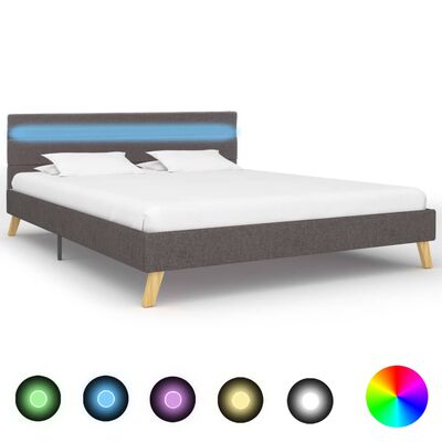 vidaXL Rám postele s LED svetlom svetlosivý 160x200 cm látkový