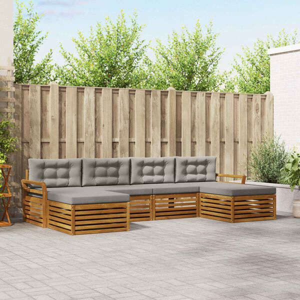 vidaXL S&uacute;pravy pohoviek s vank&uacute;&scaron;om 6 pcs Pr&iacute;rodn&aacute; a svetlosiv&aacute;