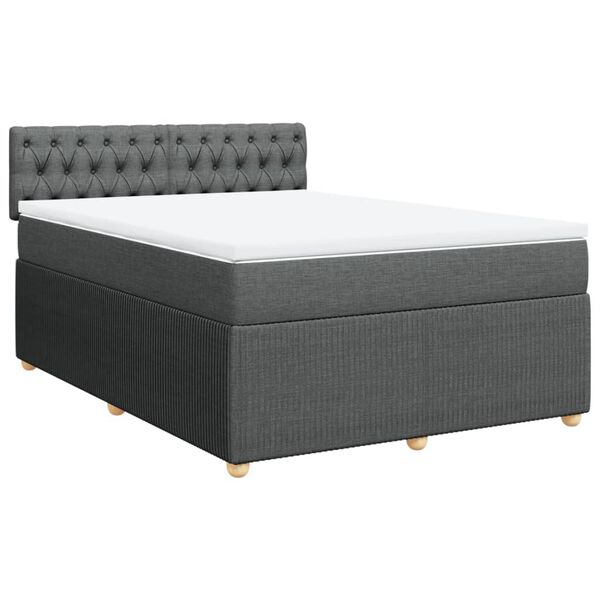 vidaXL Boxspring posteľ s matracom tmavosiv&aacute; 140x190 cm l&aacute;tka