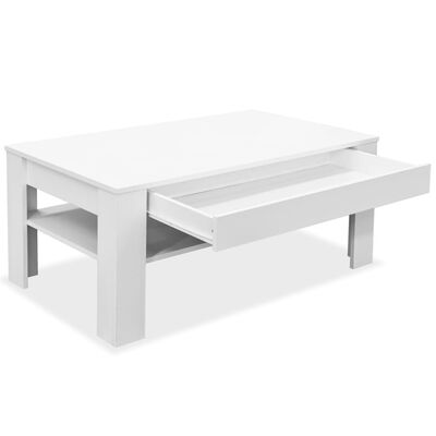vidaXL Konferenčný stolík z drevotriesky, 110x65x48 cm, biely