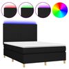 vidaXL Posteľ boxsping s matracom a LED čierna 140x200 cm l&aacute;tka