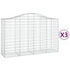 vidaXL Obl&uacute;kov&eacute; gabionov&eacute; ko&scaron;e 3 ks 200x50x120/140 cm pozink. železo