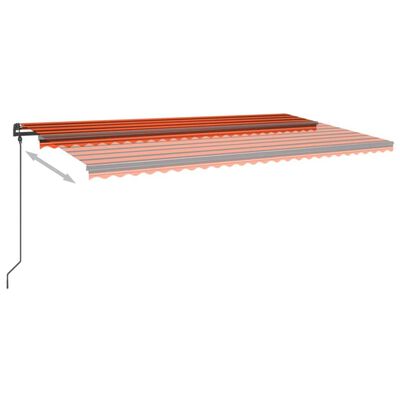 vidaXL Ručne zaťahovacia markíza so stĺpikmi 6x3 m oranžovo-hnedá
