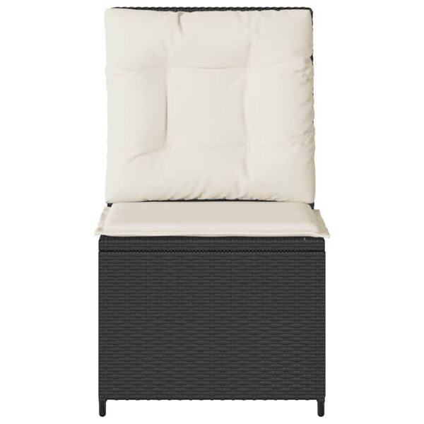 vidaXL Skl&aacute;pacia z&aacute;hradn&aacute; pohovka s podložkami, čierna, polyratan