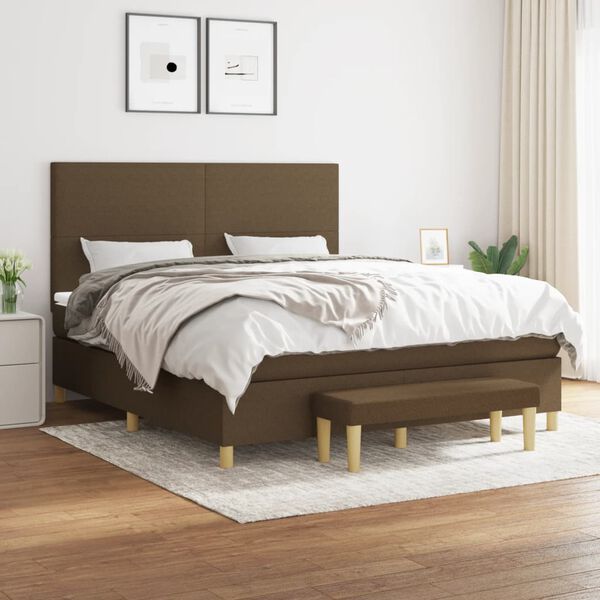 vidaXL Boxspring posteľ s matracom tmavohned&aacute; 160x200 cm l&aacute;tka