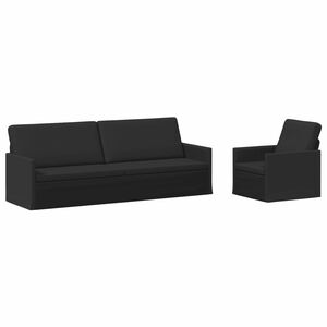 vidaXL Sada pohoviek 2 pcs Čierna L&aacute;tka