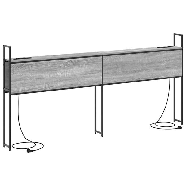 vidaXL &Uacute;ložn&aacute; čelľadka s nab&iacute;jacou stanicou s poličkou Siv&yacute; dub sonoma