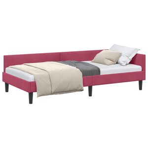 vidaXL Rohov&yacute; r&aacute;m postele V&iacute;no červen&eacute; 90 x 190 cm Zamat