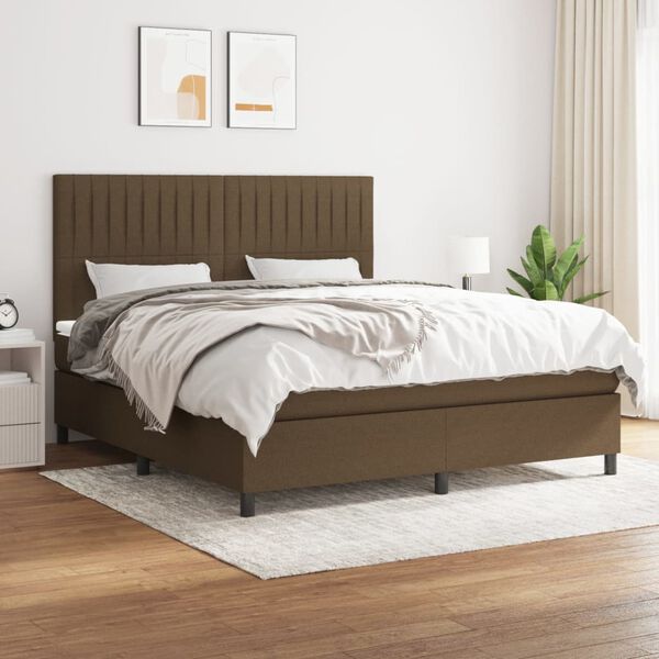 vidaXL Boxspring posteľ s matracom tmavohned&aacute; 180x200 cm l&aacute;tka