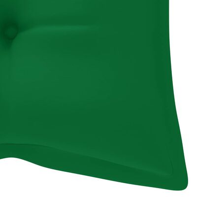 vidaXL Hojdacia lavička so zeleným vankúšom 120 cm tíkový masív