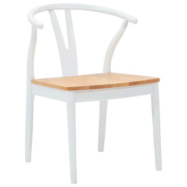 vidaXL Jed&aacute;lensk&aacute; stolička 2 pcs Biela a pr&iacute;rodn&aacute;