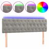 vidaXL Čelo postele s LED bledosiv&eacute; 144x7x78/88 cm zamat