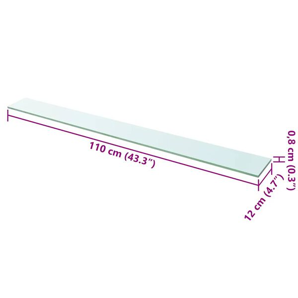 vidaXL Poličkový panel z priehľadného skla, 110x12 cm