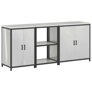 vidaXL Kuchynský úložný set s poličkou 3 pcs Strieborná Nerezová oceľ