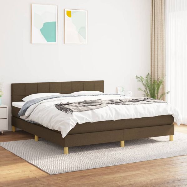 vidaXL Boxspring posteľ s matracom tmavohned&aacute; 160x200 cm l&aacute;tka