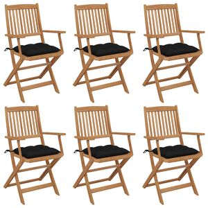 vidaXL Skladacie z&aacute;hradn&eacute; stoličky so sed&aacute;kmi 6 ks ak&aacute;ciov&yacute; mas&iacute;v