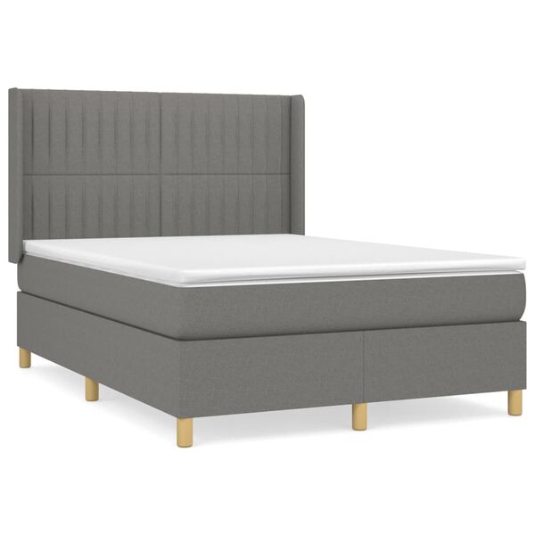 vidaXL Boxspring posteľ s matracom tmavosiv&aacute; 140x190 cm l&aacute;tka