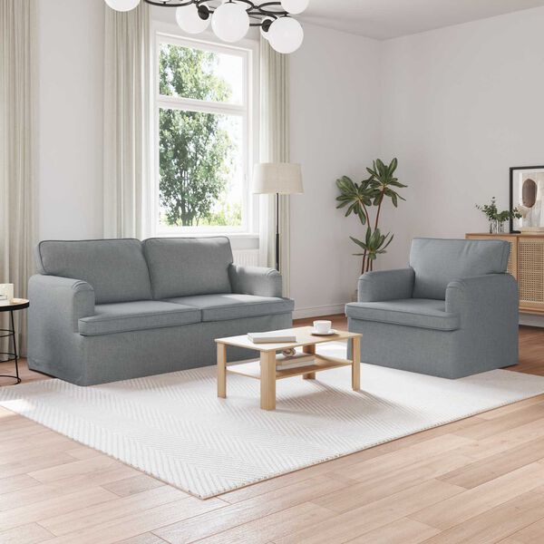 vidaXL Pohovka 2 pcs Svetlosiv&aacute;