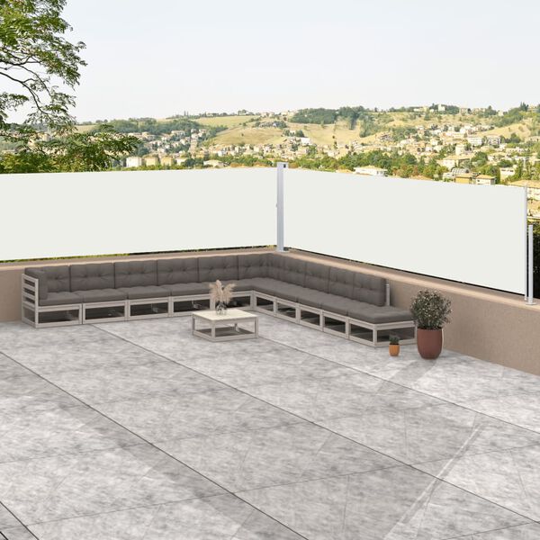 vidaXL Zaťahovacia bočná markíza, krémová 100x1000 cm