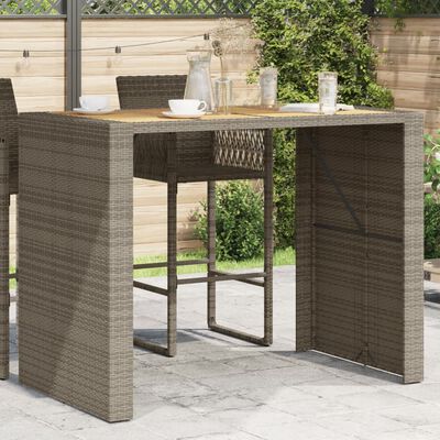 vidaXL Záhradný stôl s akáciovou doskou sivý 145x80x110 cm polyratan
