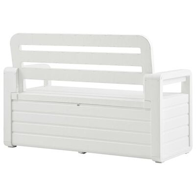 vidaXL Záhradná úložná lavička 132,5 cm plastová biela