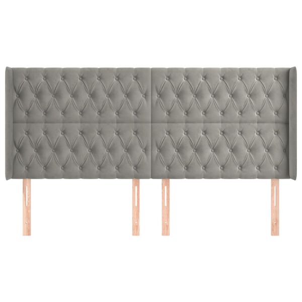 vidaXL Čelo postele so z&aacute;hybmi bledosiv&eacute; 183x16x118/128 cm zamat