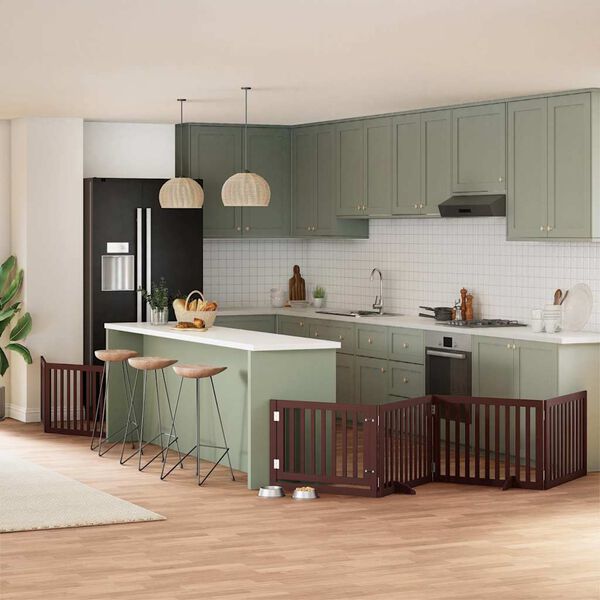 vidaXL Br&aacute;na pre psa s dverami sklad. 6pan. hned&aacute; 480cm topoľov&eacute; drevo