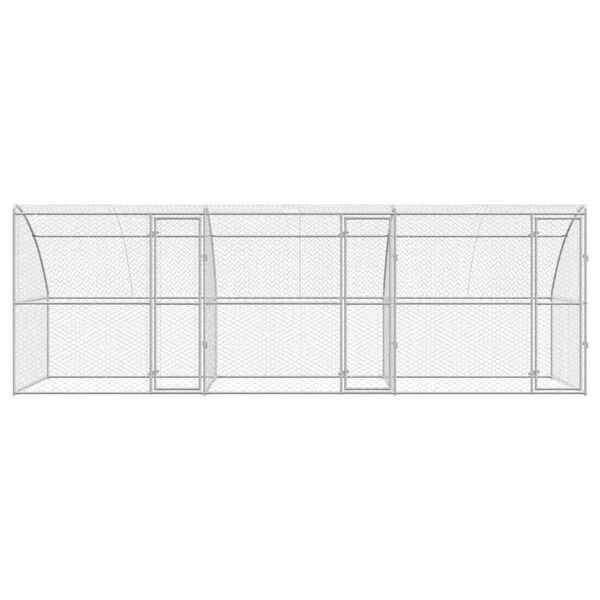 vidaXL Ps&iacute; kennel 3 pcs Strieborn&aacute; 6 x 2 x 2 m Pozinkovan&aacute; oceľ