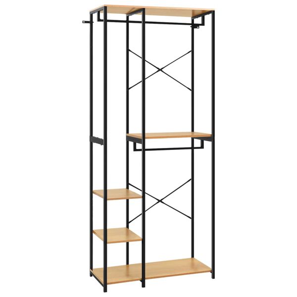 vidaXL Šatník čierny a dub 90x40x213 cm kov a drevotrieska