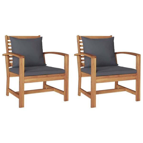 vidaXL Záhradné kreslá 2 pcs Prírodná 60 x 65 x 76.5 cm Tíkový masív