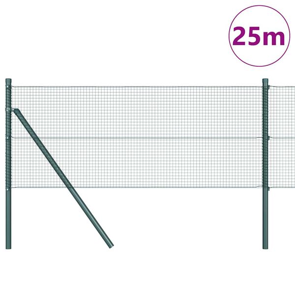 vidaXL Stĺp na plot. Zelen&aacute; 25 x 0,4 m (16 x 16 mm sieť) Ocel a PVC