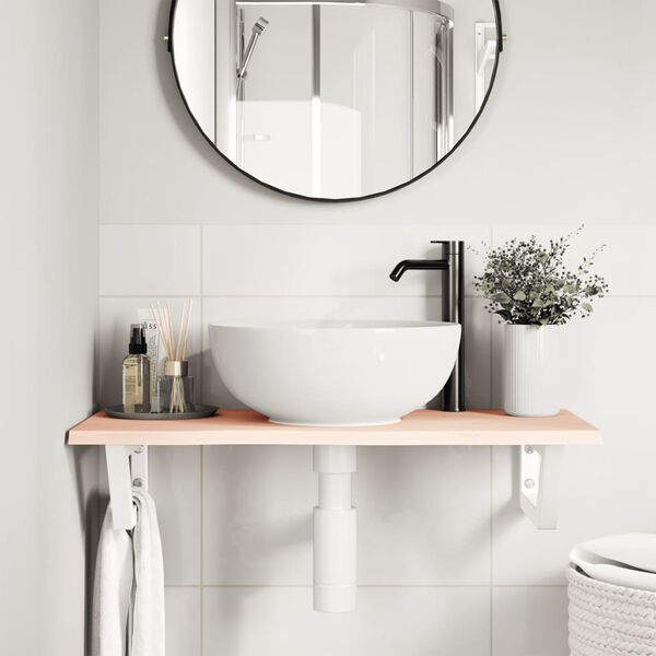 vidaXL Polica pod um&yacute;vadlo, n&aacute;stenn&aacute;, oceľ a dubov&yacute; mas&iacute;v